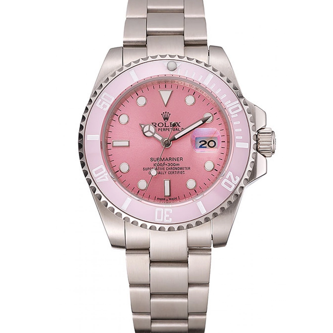Aaa replica Submariner Bracelet Rolex Pink Dial Bezel Pink Steel Stainless 1453865 0714